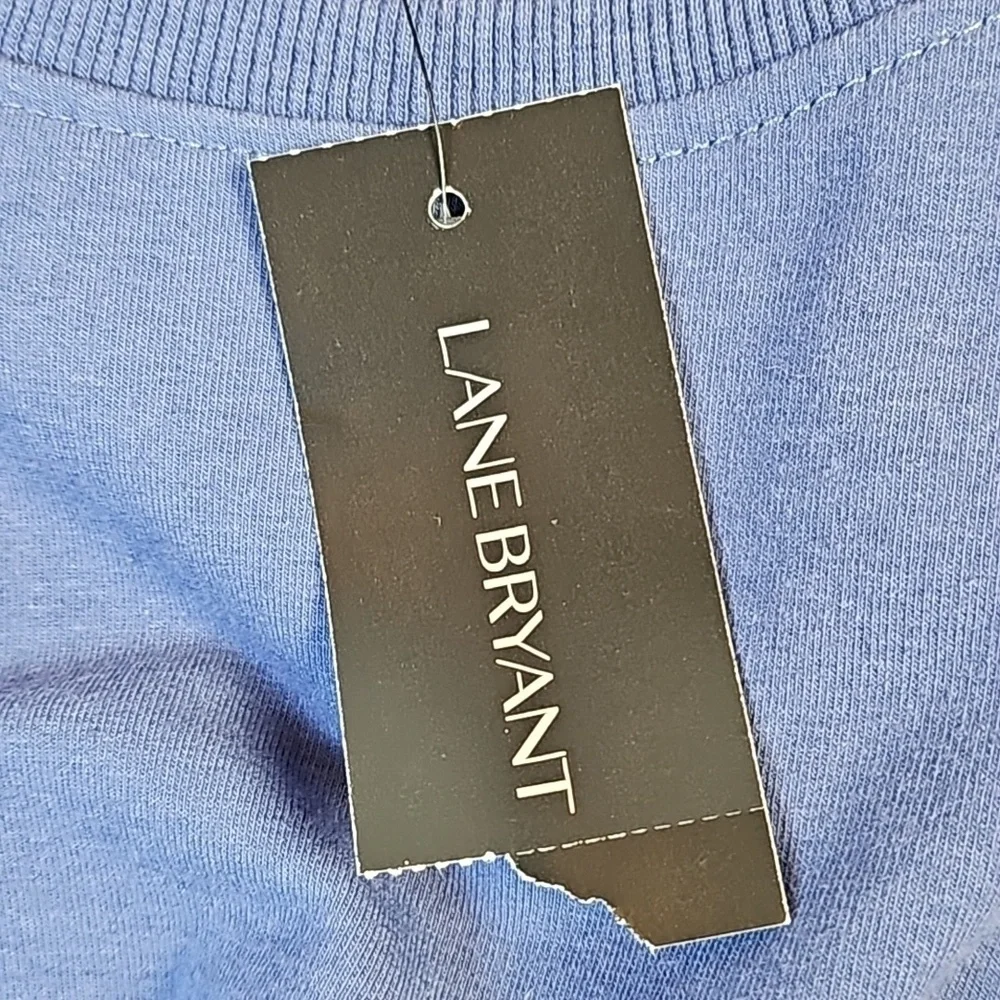 NWT Lane Bryant Periwinkle Crew Neck w Tulle Skirt & Mesh Shoulder Embellishment - Picture 9 of 16